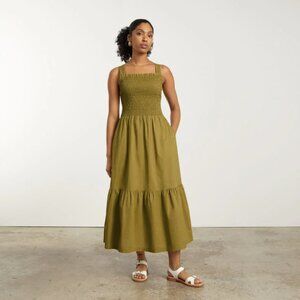 Everlane - The Smock Dress in Autumn Fern (chartreuse green) size XS